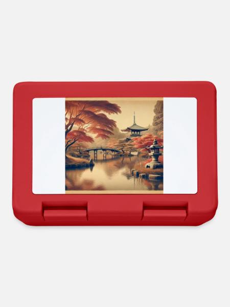 Japan Vintage Pond Evening - Lunchbox - red