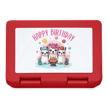 Happy Birthday 3 bunte süße Lamas Geburtstagskind - Brotdose - Rot - Vorne