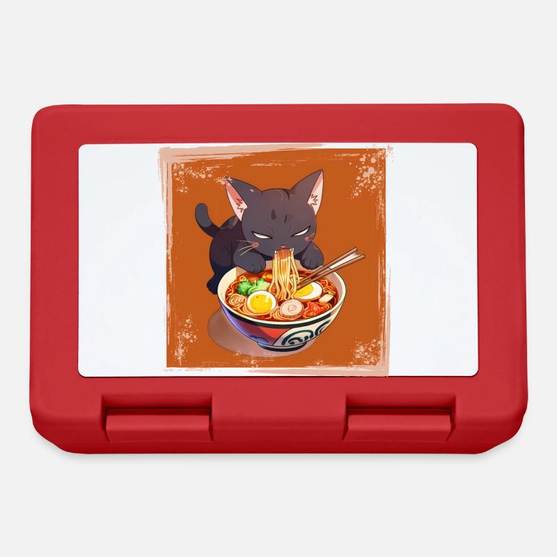 Katze isst Ramen - Brotdose - Rot