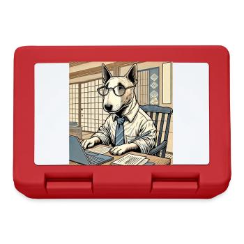 Bull Terrier at the Desk - Ukiyo-e Style - Lunchbox - red - Front