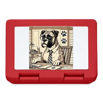 Boxer at the desk - ukiyo-e style - Lunchbox - red - Front