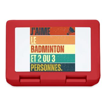 J' aime le badminton humour badiste cadeau vintage - Boîte à goûter - rouge - Devant