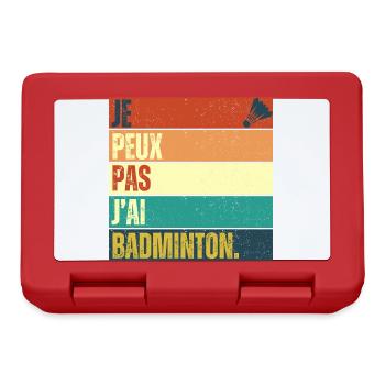 Je peux pas j' ai badminton cadeau badiste vintage - Boîte à goûter - rouge - Devant