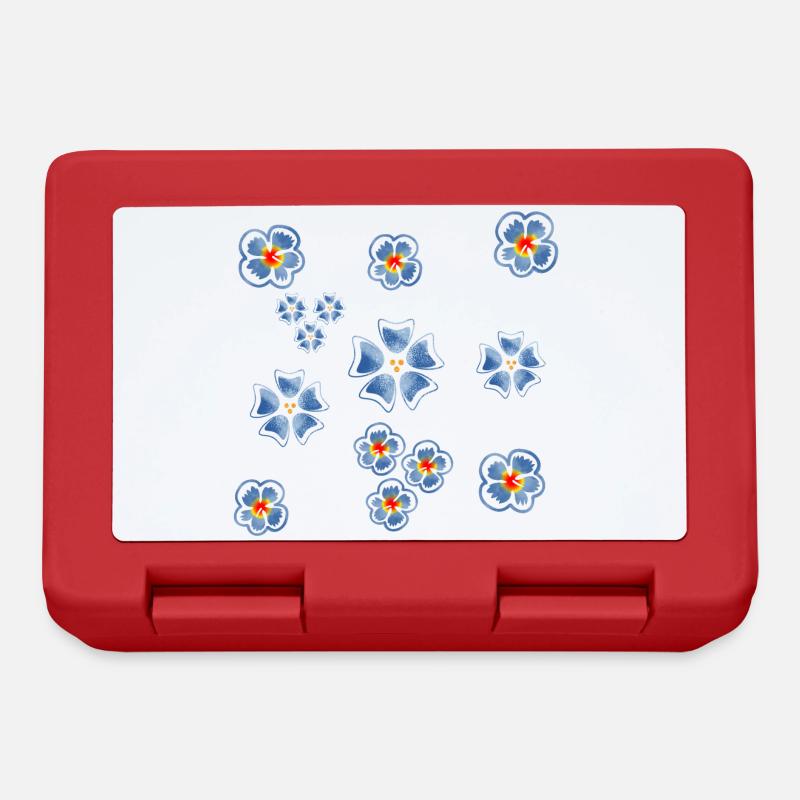 Little Cute Blue Flowers - Lunchbox - red