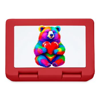 Rainbow Bear with Heart Colorful - Lunchbox - red - Front