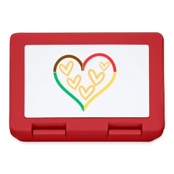 Heart motif in natural tones - Lunchbox - red - Front