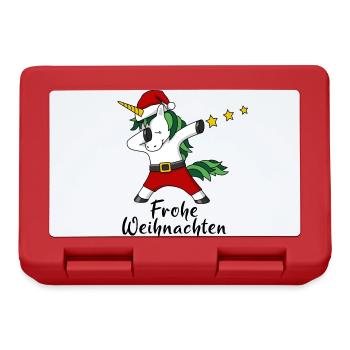 Frohe Weihnachten Einhorn Christmas Geschenk - Brotdose - Rot - Vorne