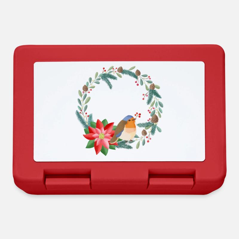 Weihnachtskranz personalisierbar mit deinem Text - Brotdose - Rot
