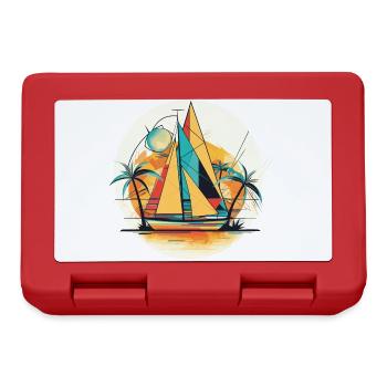 Harmony of Retro Sails Geometric Sailboat - Lunchbox - red - Front