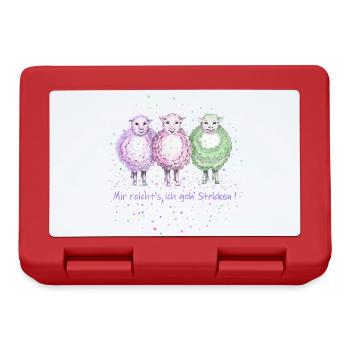 3 sheep " I'm enough knitting ! " - Lunchbox - red - Front