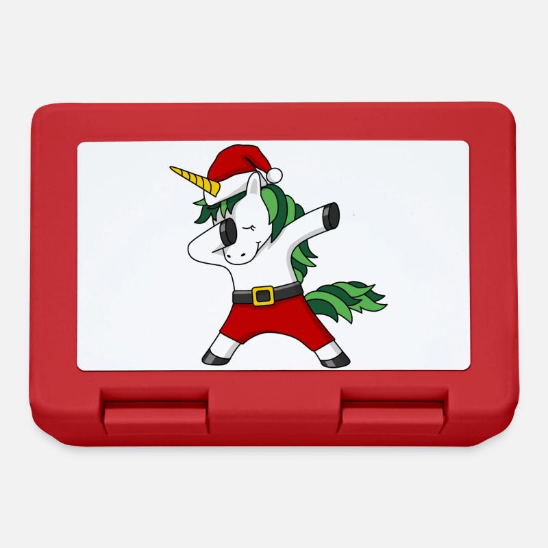 Weihnachtsmann Einhorn dab Weihnachten Christmas - Brotdose - Rot
