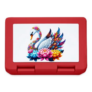 Swan decorated with lotus flowers flower - Lunchbox - red - Front