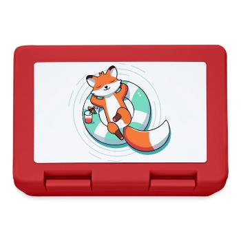 Entspannter Fuchs im Pool – Sommer & Leichtigkeit - Brotdose - Rot - Vorne