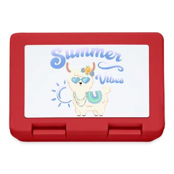Llama Summer Alpaca - Summer vibes - Summer Mood - Lunchbox - red - Front