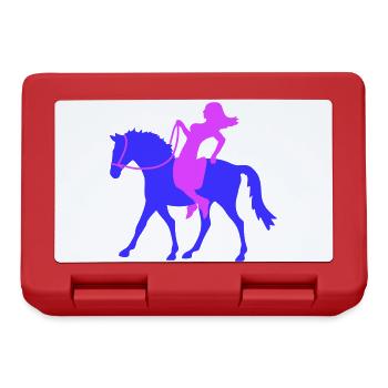 Horse Rider Girl Woman Riding Silhouette Fun - Lunchbox - red - Front