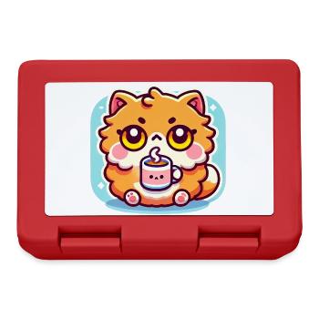 Chat Café Mignon, Kawaii - Boîte à goûter - rouge - Devant