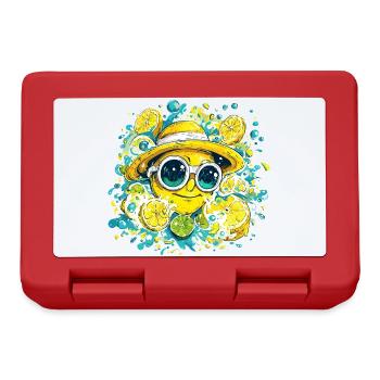 Sourire agrume avec chapeau et lunettes - Boîte à goûter - rouge - Devant