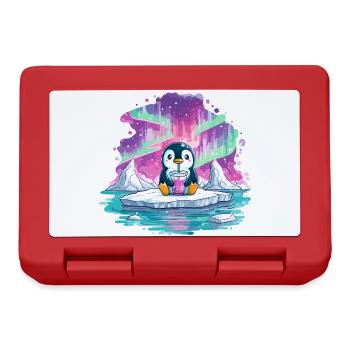 Pinguin auf Eis mit pinkem Drink - Lunchbox - red - Front