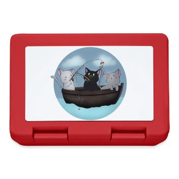Chemise de bateau de pêche Kawaii Cats - Boîte à goûter - rouge - Devant