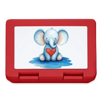 Blue Elephant Heart Friend - Lunchbox - red - Front
