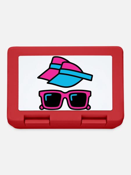 80er Sonnenblende Brille Set - Brotdose - Rot