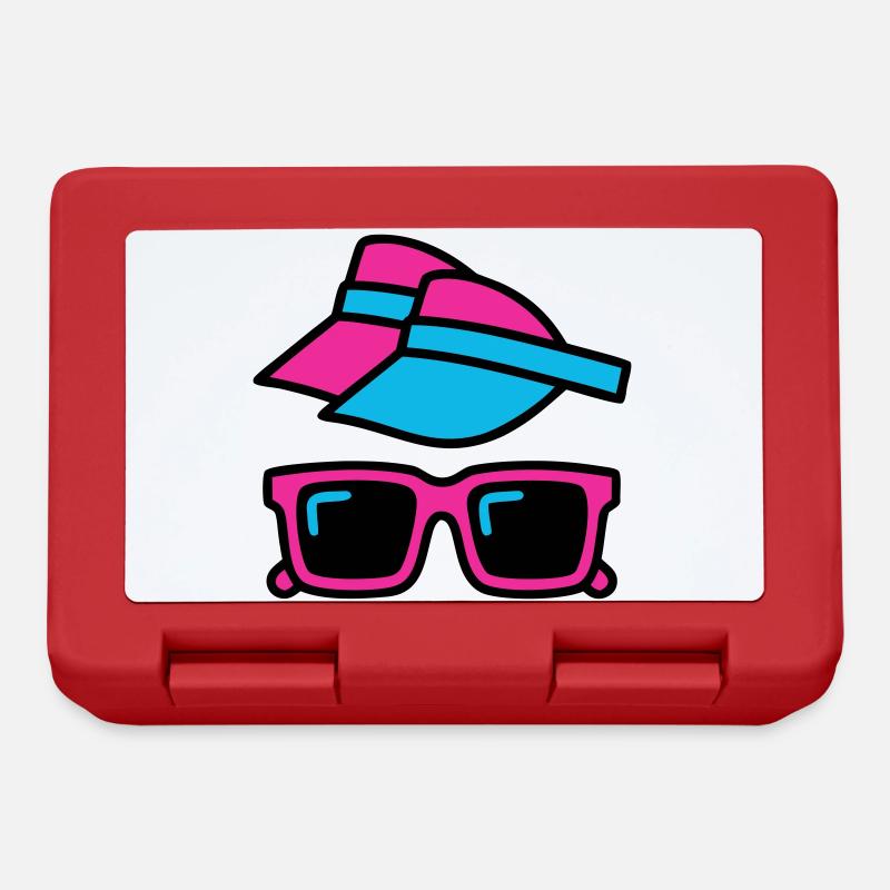 80er Sonnenblende Brille Set - Brotdose - Rot