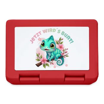 Maintenant, ça devient coloré - Un mignon caméléon aquarelle - Boîte à goûter - rouge - Devant