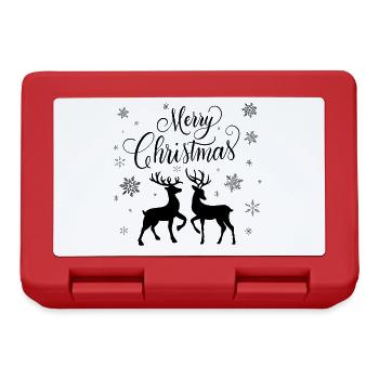 Merry Christmas with deer and roe deer - Lunchbox - red - Front