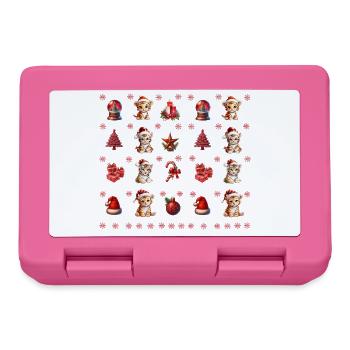 Red Cute Tiger Kitten Christmas Motif - Lunchbox - pink - Front