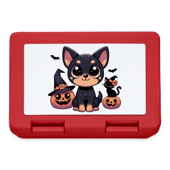 Cute Halloween Dog & Cat Duo - Lunchbox - red - Front