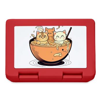 Chats mignons dans un bol à soupe de nouilles ramen - Boîte à goûter - rouge - Devant