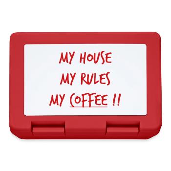 My House My Rules My Coffee !! lustiger Spruch - Brotdose - Rot - Vorne
