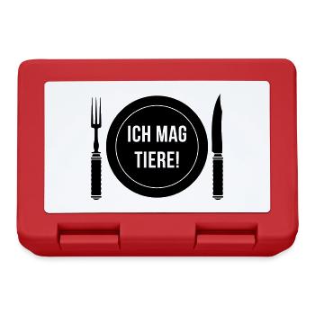 Ich Mag Tiere! (Gabel / Messer / Teller / Black) - Brotdose - Rot - Vorne