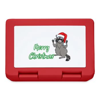 Joyeux Noël raton laveur avec bonnet de père Noël - Boîte à goûter - rouge - Devant