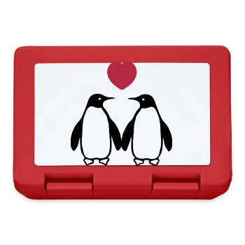 Verliebte Pinguine - Brotdose - Rot - Vorne