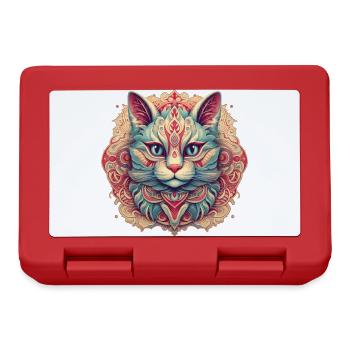 Mandala-Katze - Brotdose - Rot - Vorne