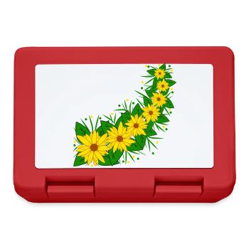 Sonnenblumen Blumenranke gelb Sonnenblumenmuster - Brotdose - Rot - Vorne