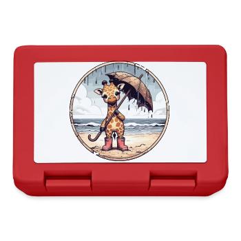 Giraffe in rubber boots with umbrella on the beach - Lunchbox - red - Front
