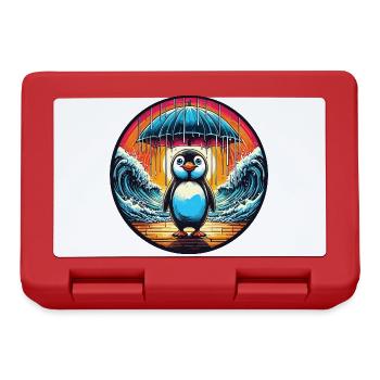 Moses penguin with umbrella divides the sea - Lunchbox - red - Front