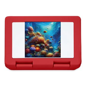 Lebendiges Korallenriff Aquarium Unterwasser Kunst - Brotdose - Rot - Vorne