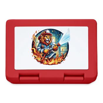 Lion, Firefighter, Firefighter, Flames, Hero - Lunchbox - red - Front