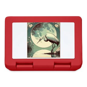 Cigogne au lac à la pleine lune Style Art déco - Boîte à goûter - rouge - Devant