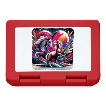 Cheval Amour Dans L’amour Chevaux Coeur Graffiti Style - Boîte à goûter - rouge - Devant