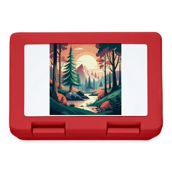 Wald mit Bach und Sonnenuntergang - Brotdose - Rot - Vorne