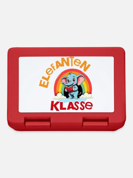 Elefantenklasse: Schulkind Regenbogen T-Shirt - Brotdose - Rot