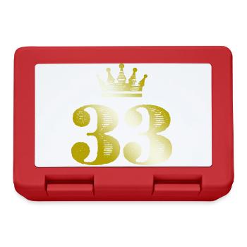 33 Zahl Krone Gold - Brotdose - Rot - Vorne