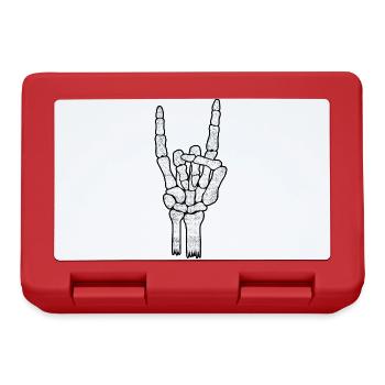 Skelett Hand Rock Metall Schild - Brotdose - Rot - Vorne