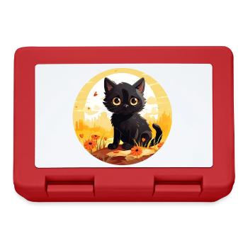 Cute little black cat on summer vacation - Lunchbox - red - Front