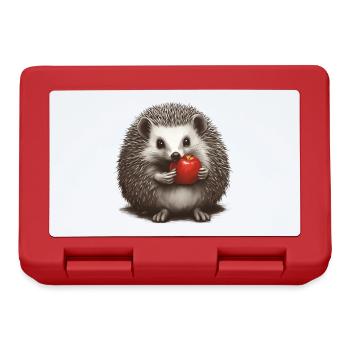 Igel mit Apfel 1 - Brotdose - Rot - Vorne