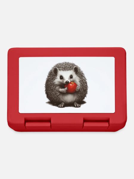 Igel mit Apfel 1 - Brotdose - Rot